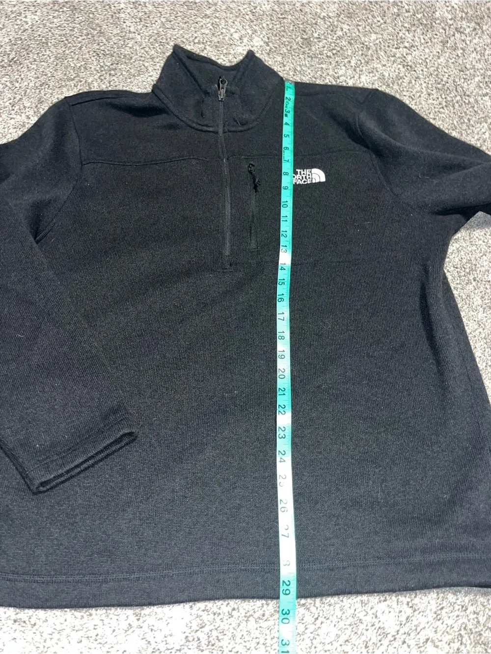 The North Face Mens XL Black Knit Quarter Zip Fleece Pullover Sweater Euc